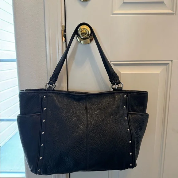 Coach Black Park Carrie Studded Leather Hobo Satchel with Coach tags. April 2014 - Picture 3 of 16